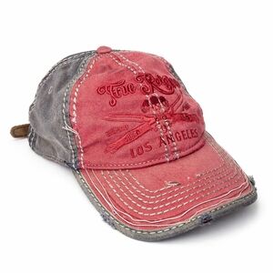 True Religion Los Angeles Trucker Hat Y2K Distressed Dragonfly Red